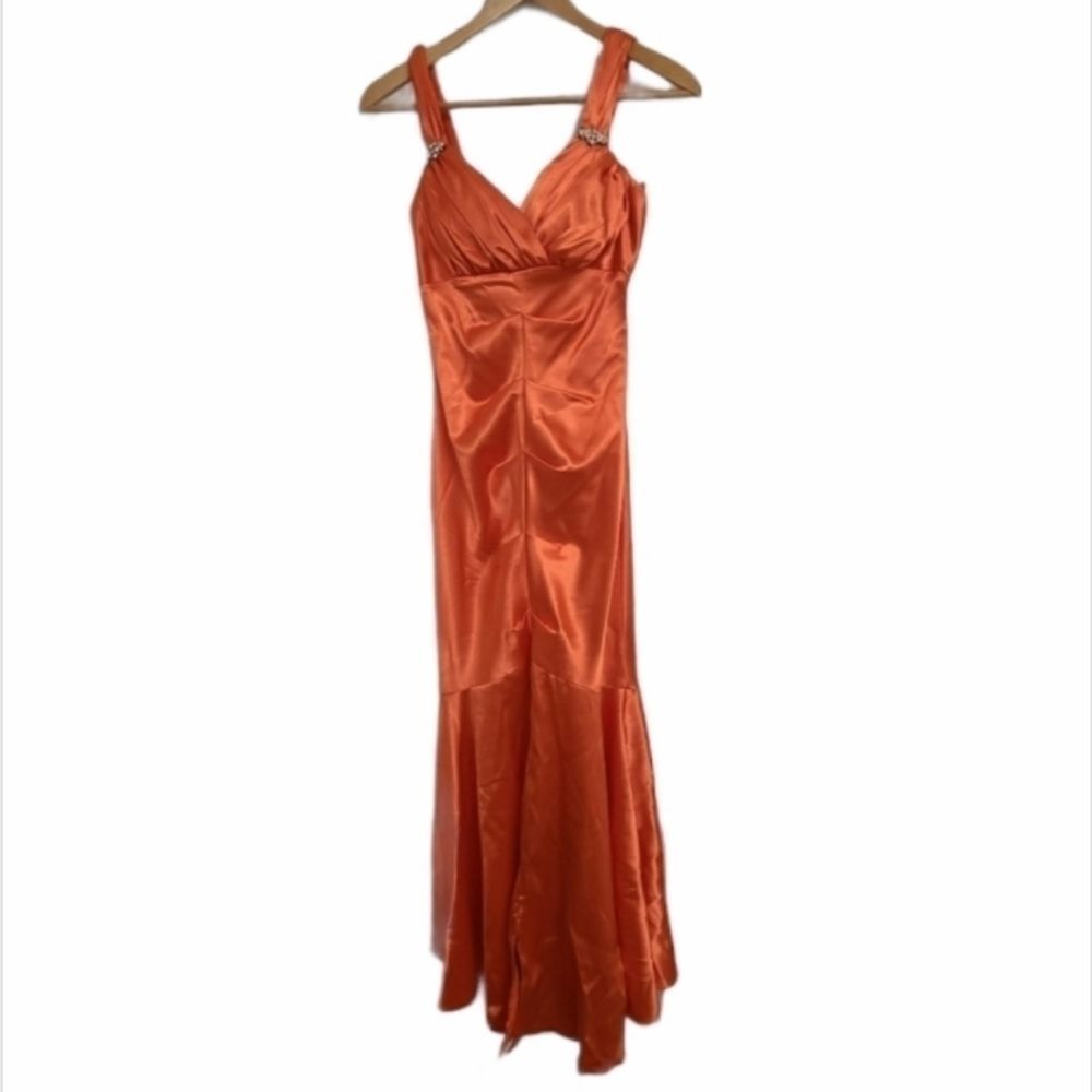 Blondie Nites Orange Mermaid Prom Dress Jewel Clas